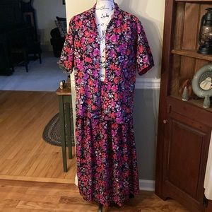 2 piece New Mints floral print shirt & shirt set